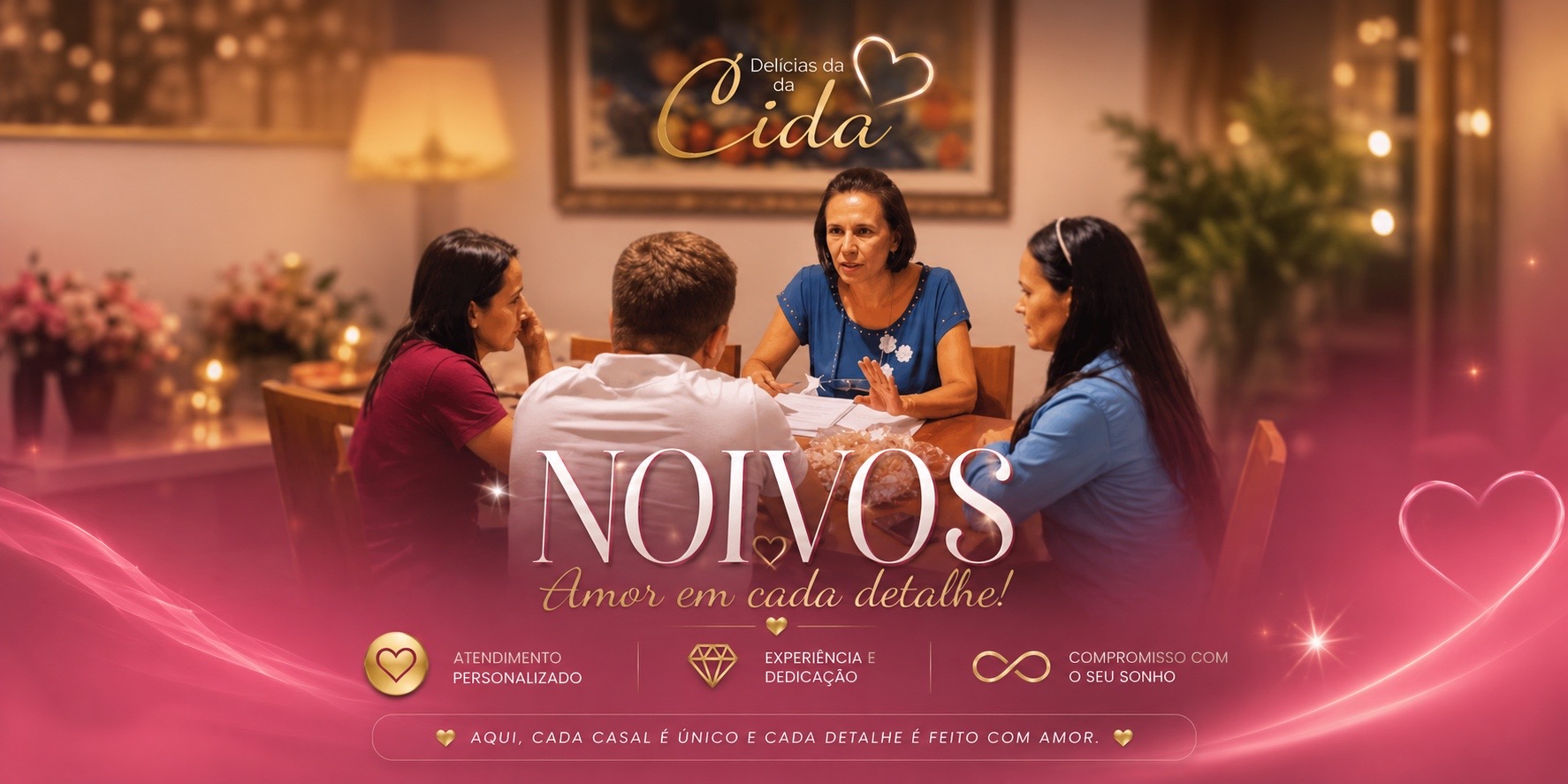 Noivos, amor em cada detalhe — atendimento personalizado Delícias da Cida
